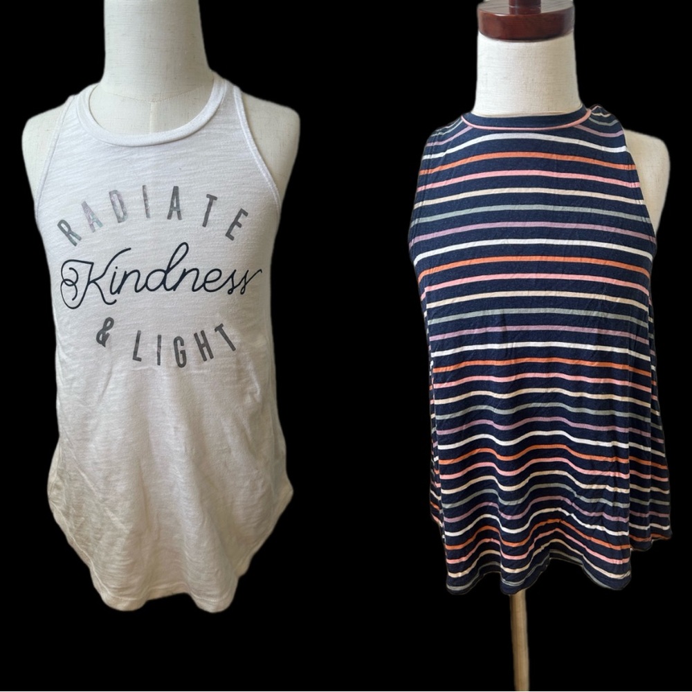 Old Navy White and Navy Kids Tank Tops